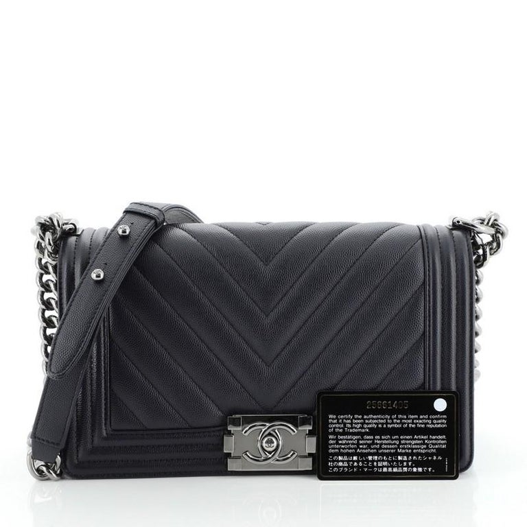 Chanel Boy Flap Bag Chevron Caviar Old Medium For Sale At 1stdibs