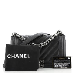 Chanel Boy Flap Bag Chevron Caviar Old Medium