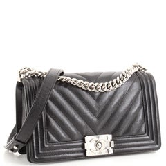 Chanel Boy Flap Bag Chevron Caviar Old Medium
