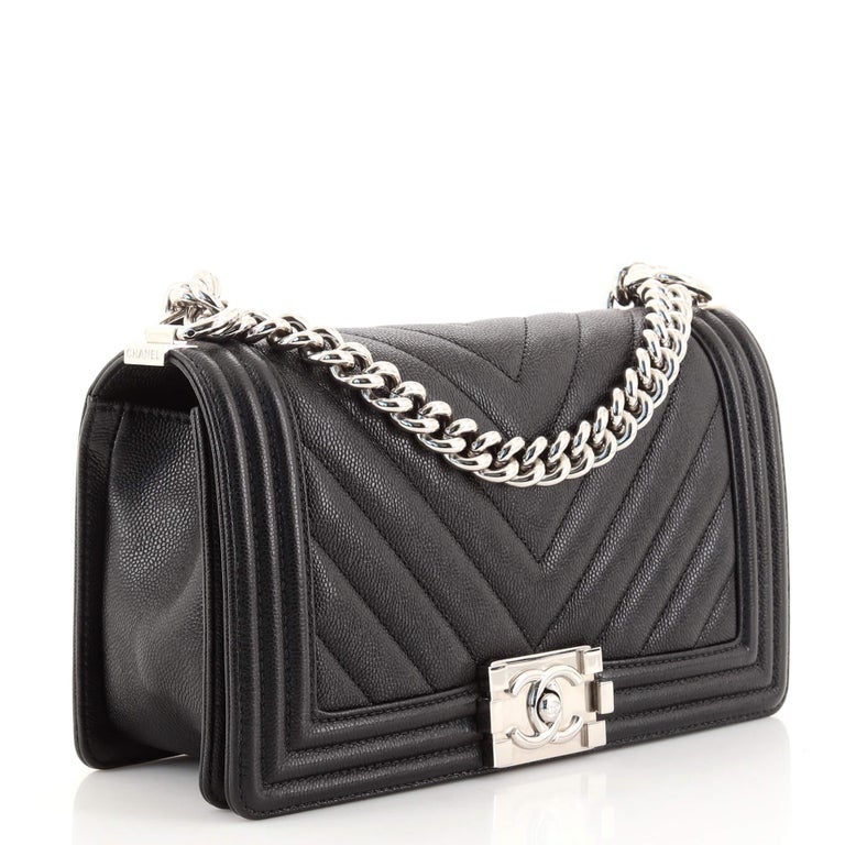 Chanel Boy Flap Bag Chevron Caviar Old Medium at 1stDibs