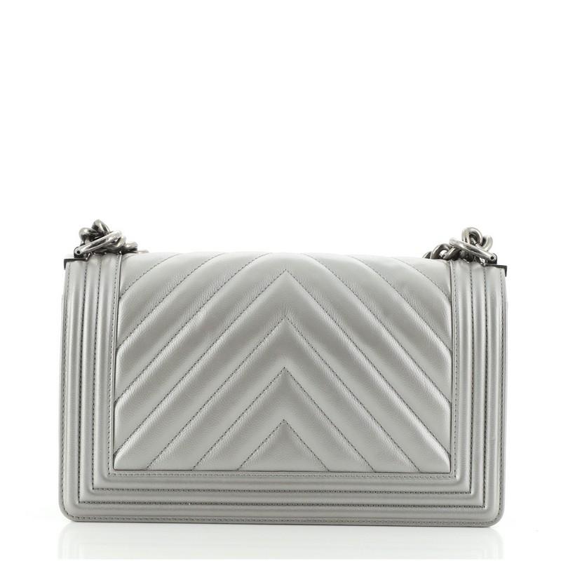 Chanel Boy Flap Bag Chevron Caviar Old Medium In Good Condition In NY, NY