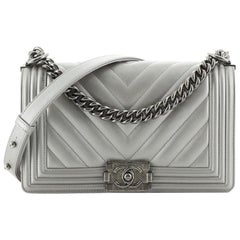 Chanel Boy Flap Bag Chevron Caviar Old Medium