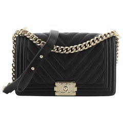 Chanel Boy Flap Bag Chevron Caviar Old Medium 