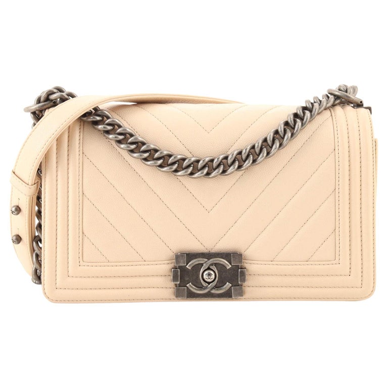 Chanel Boy Flap Bag Chevron Caviar Old Medium For Sale at 1stDibs