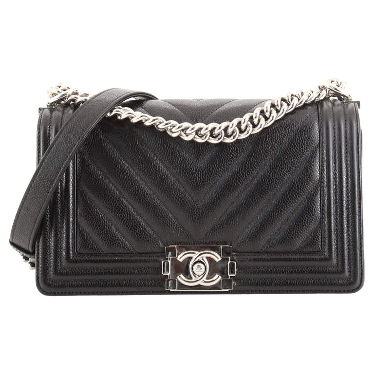 Chanel Boy Flap Bag Chevron Caviar Old Medium For Sale at 1stDibs