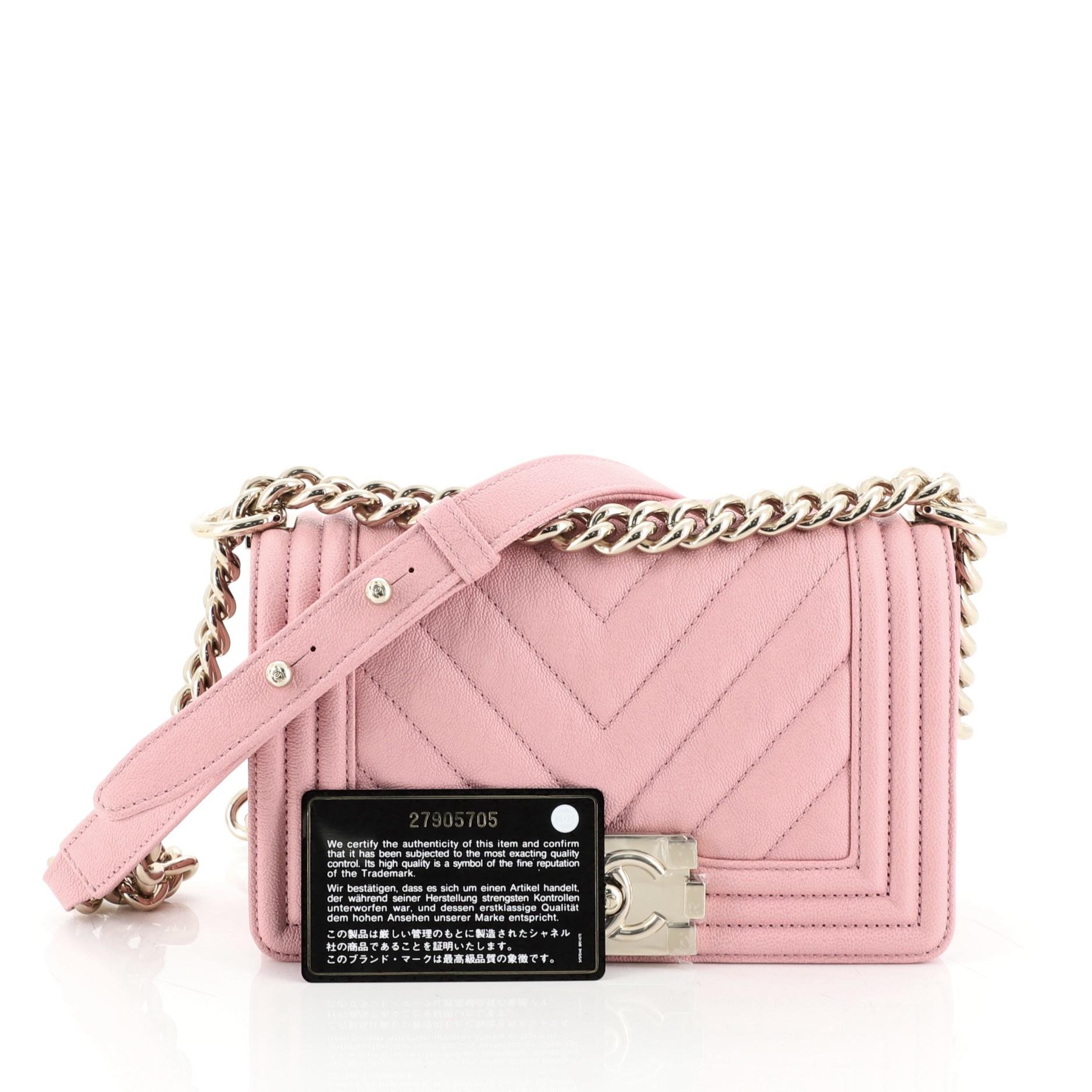 Chanel Boy Flap Bag Chevron Caviar Small at 1stDibs chanel pink