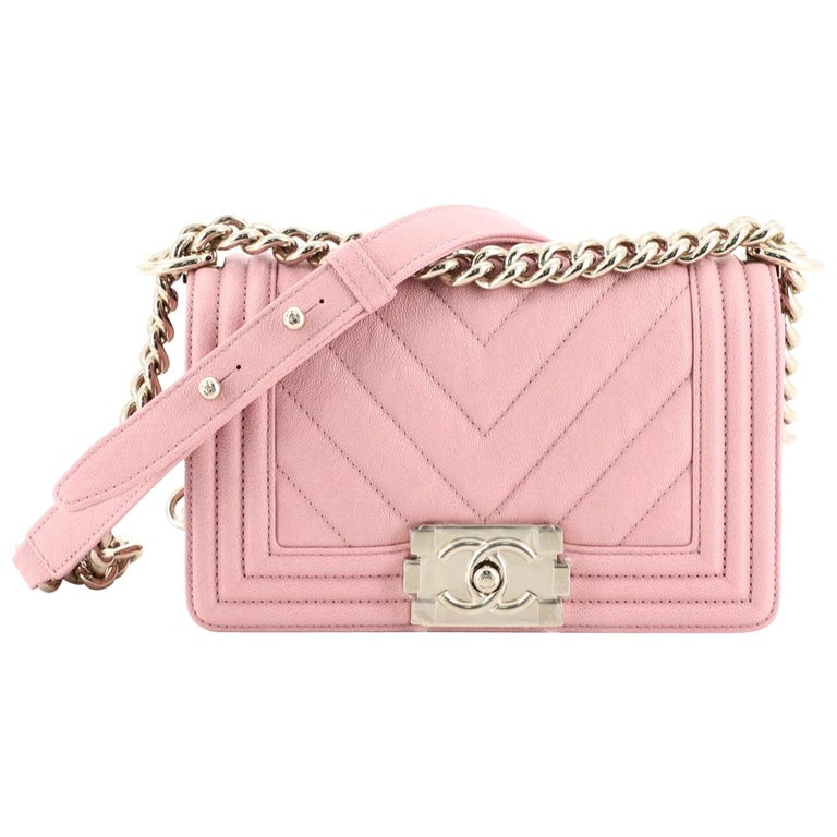 Chanel Pink Quilted Patent Leather Small Boy Bag