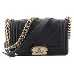 Chanel Boy Flap Bag Chevron Caviar Small