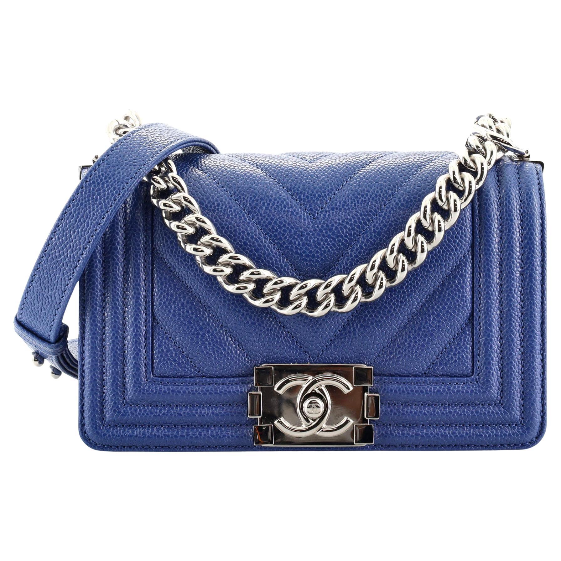 Chanel Boy Flap Bag Chevron Caviar Small