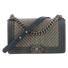 Chanel Boy Flap Bag Chevron Denim Old Medium