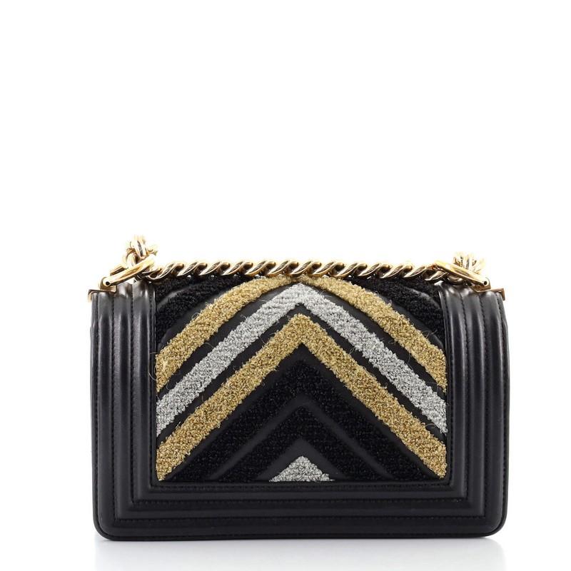 Chanel Boy Flap Bag Chevron Fabric and Lambskin Small In Good Condition In NY, NY