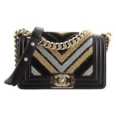 Chanel Boy Flap Bag Chevron Fabric and Lambskin Small