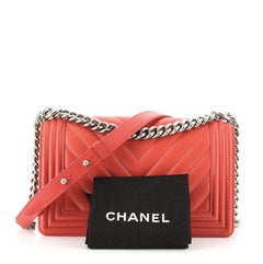 Chanel Boy Flap Bag Chevron Lambskin Old Medium