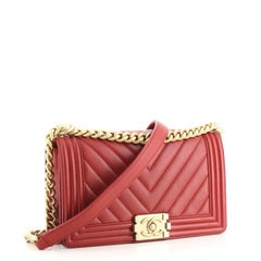 Chanel Boy Flap Bag Chevron Lambskin Old Medium