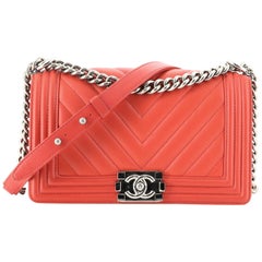 Chanel Boy Flap Bag Chevron Lambskin Old Medium