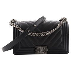 Chanel Boy Flap Bag Chevron Lambskin Old Medium