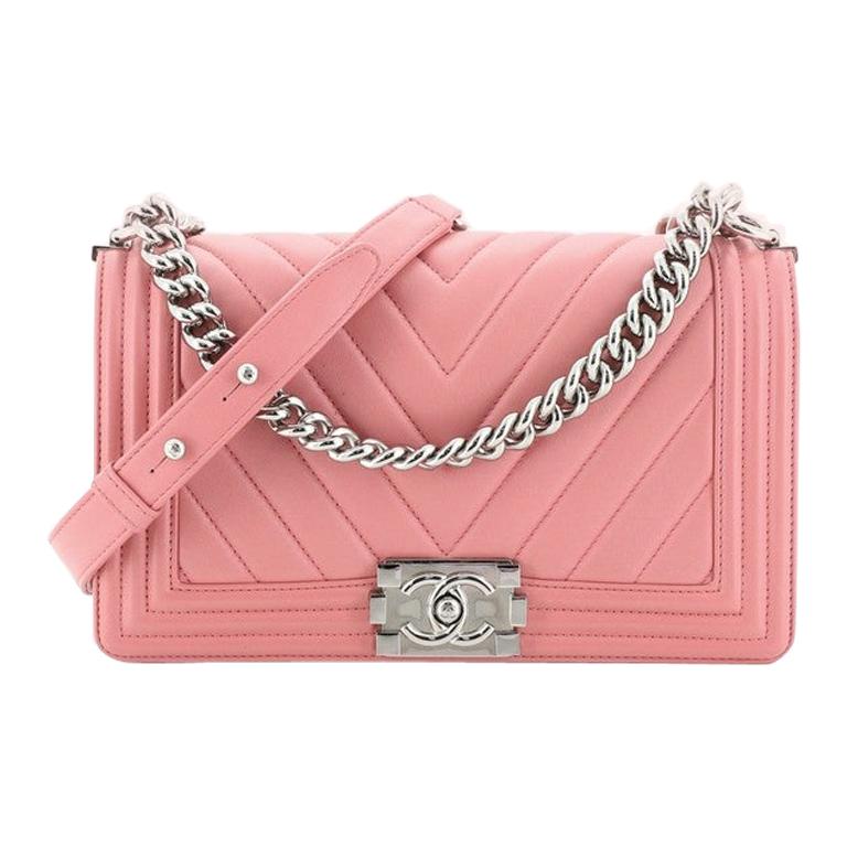 Chanel Boy Flap Bag Chevron Lambskin Old Medium