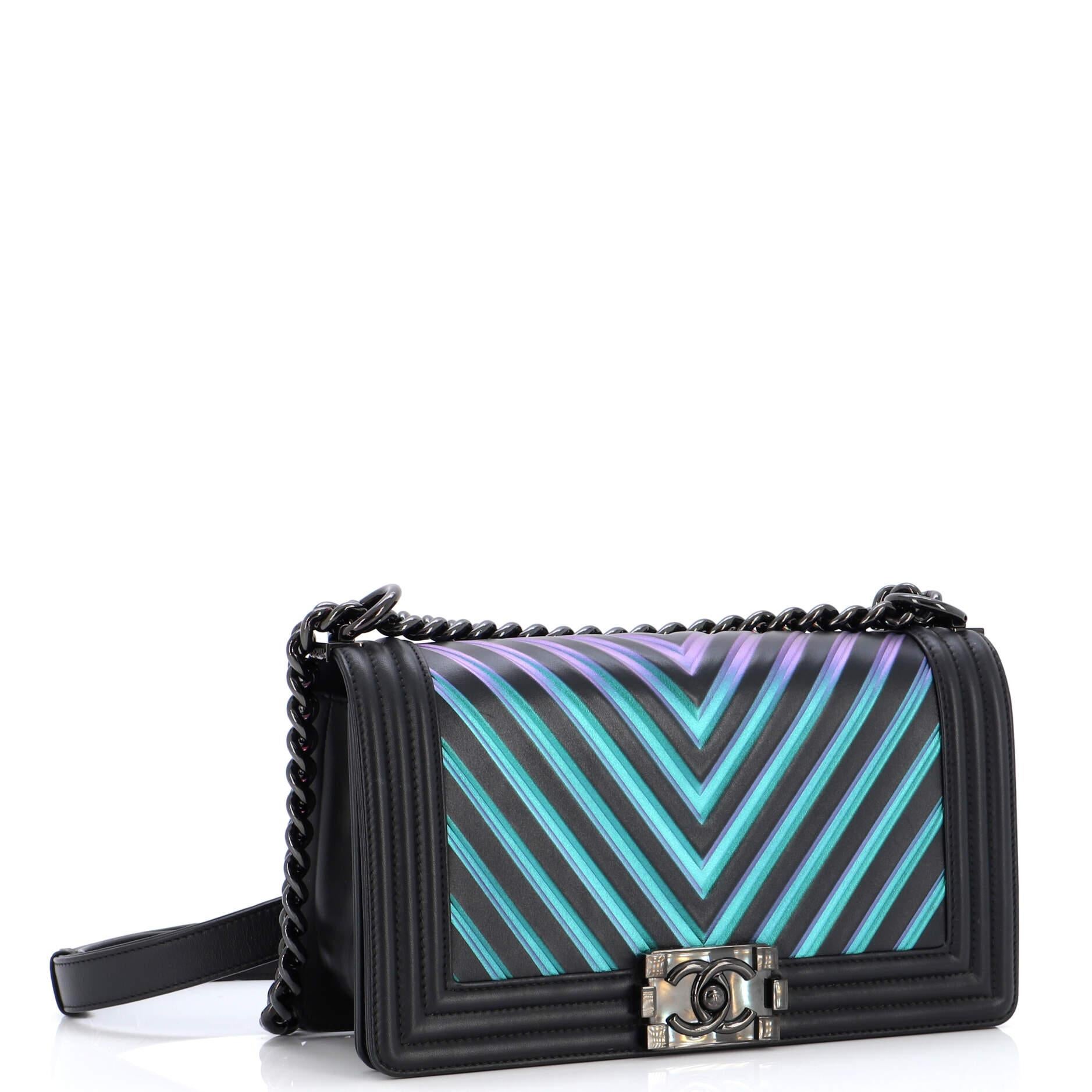 Chanel Boy Flap Bag Quilted Holographic PVC Small at 1stDibs