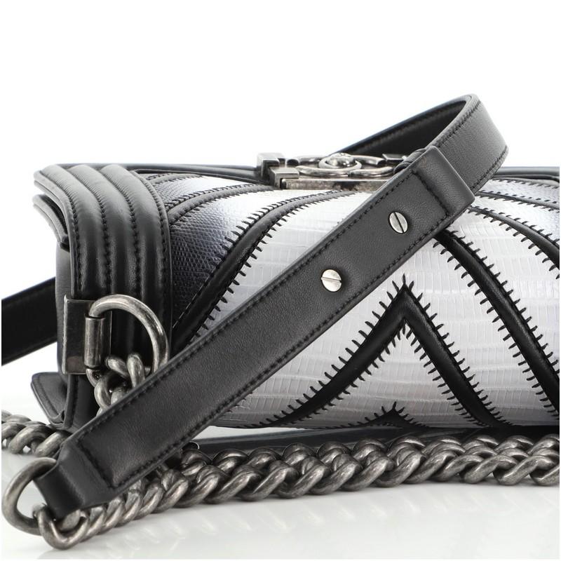 Chanel Boy Flap Bag Chevron Lizard with Leather Small 1