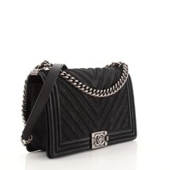 Chanel Boy Flap Bag Chevron Nubuck New Medium