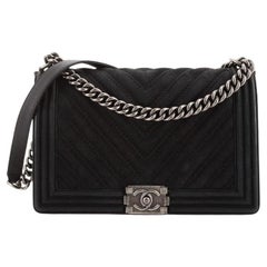 Chanel Boy Flap Bag Chevron Nubuck New Medium