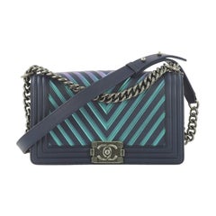 Chanel Boy Flap Bag Chevron Painted Calfskin Old Medium