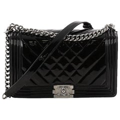 Chanel Boy Flap Bag Chevron Patent New Medium