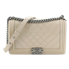 Chanel Boy Flap Bag Chevron Patent New Medium