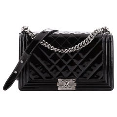 Chanel Boy Flap Bag Chevron Patent New Medium