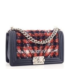 Chanel Boy Flap Bag Chevron Tweed Old Medium