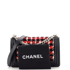 Chanel Boy Flap Bag Chevron Tweed Old Medium