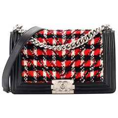 Chanel Boy Flap Bag Chevron Tweed Old Medium