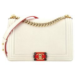Chanel Boy Flap Bag Cube Embossed Lambskin New Medium