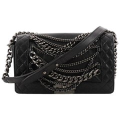 Chanel Boy Flap Bag Enchained Lambskin Old Medium