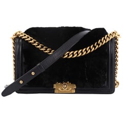 Chanel Boy Flap Bag Fur with Leather Old Medium