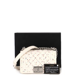 Chanel Boy Flap Bag Lambskin with Quilted Tweed and Sequins Small