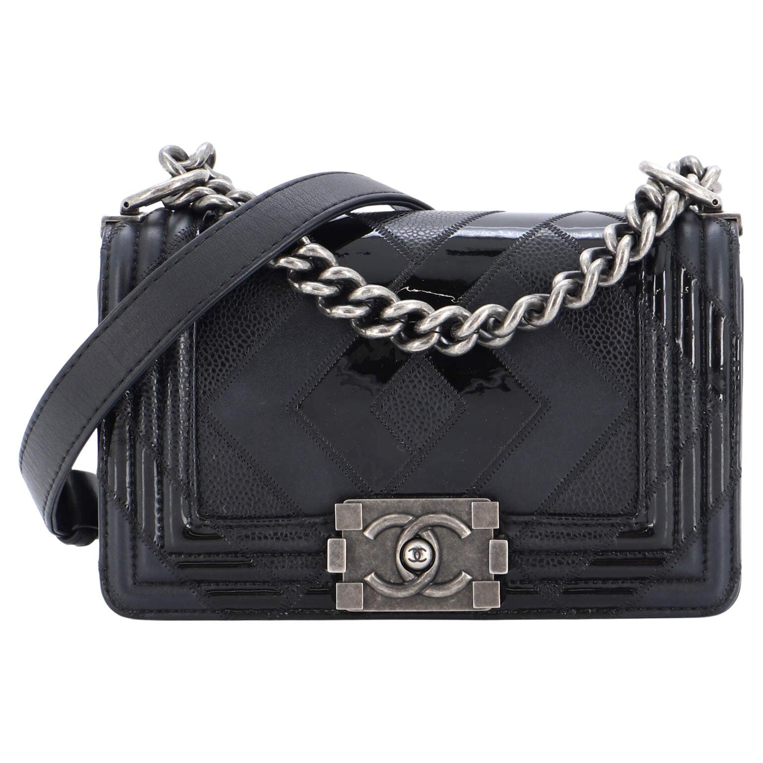 Chanel Boy Flap Bag Patchwork Caviar, Patent and Calfskin Small