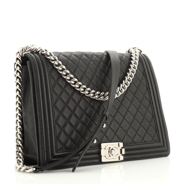 Chanel Boy Flap Bag Quilted Caviar Large For Sale At 1stdibs