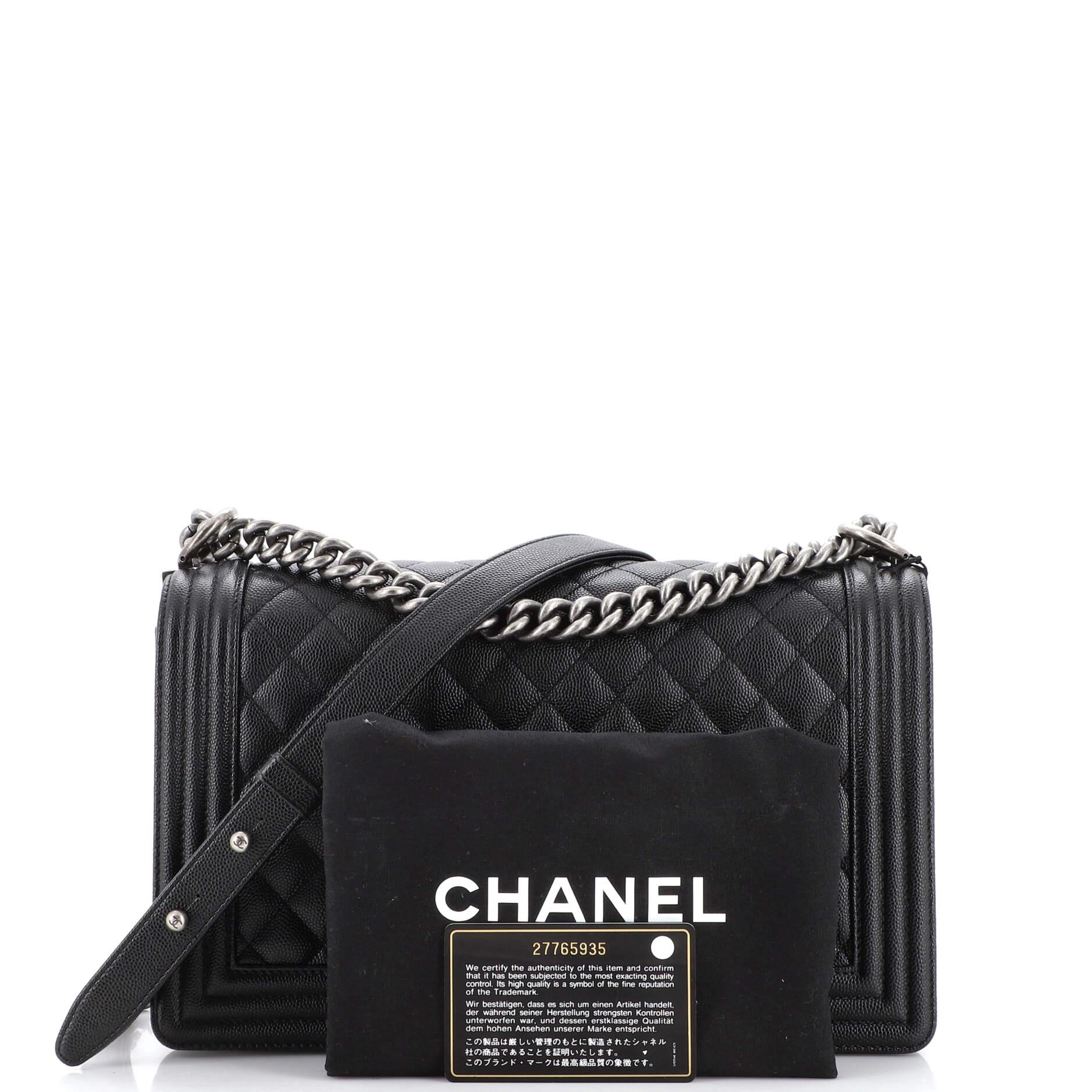 Chanel Boy Flap Bag Quilted Caviar New Medium at 1stDibs