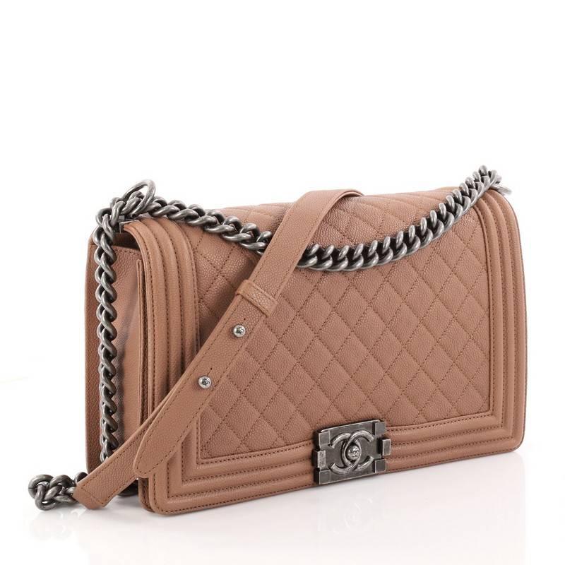 Brown Chanel Boy Flap Bag Quilted Caviar New Medium
