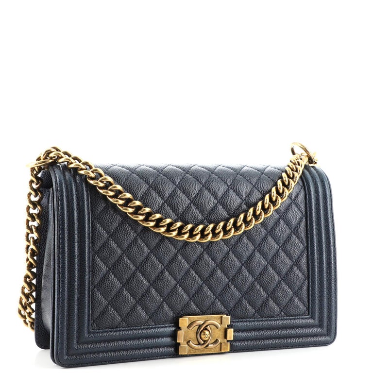 Chanel Boy Flap Bag Quilted Caviar New Medium at 1stDibs