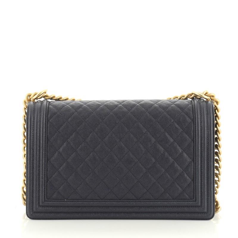 Chanel Boy Flap Bag Quilted Caviar New Medium In Good Condition In NY, NY