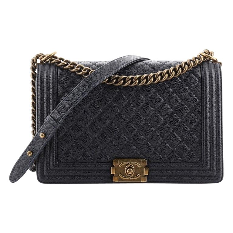 Chanel Boy Flap Bag Quilted Caviar New Medium