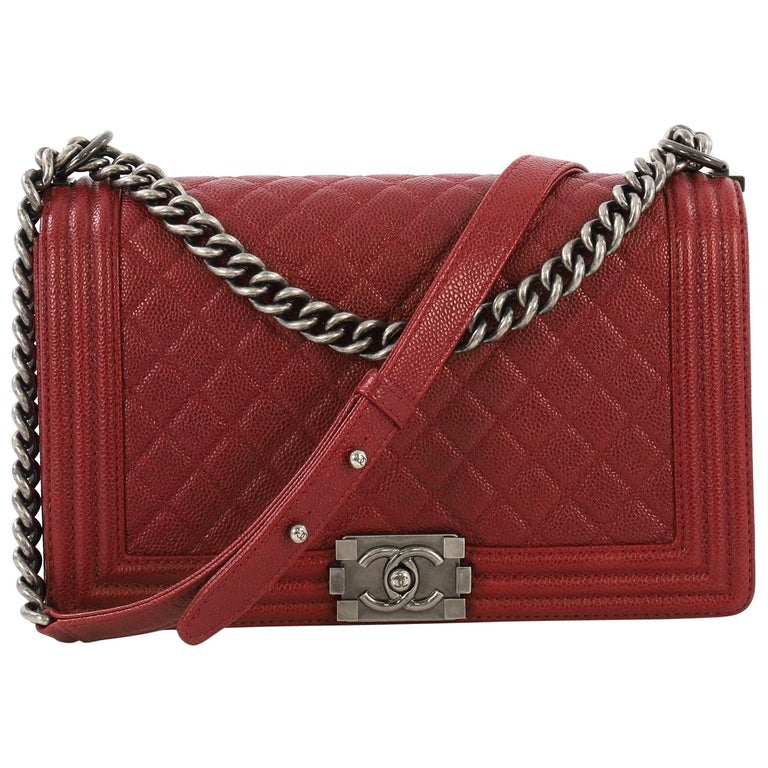 Chanel Boy Flap Bag Quilted Caviar New Medium at 1stDibs