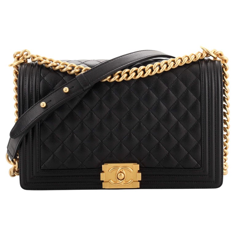 Chanel Boy Flap Bag Quilted Caviar New Medium at 1stDibs