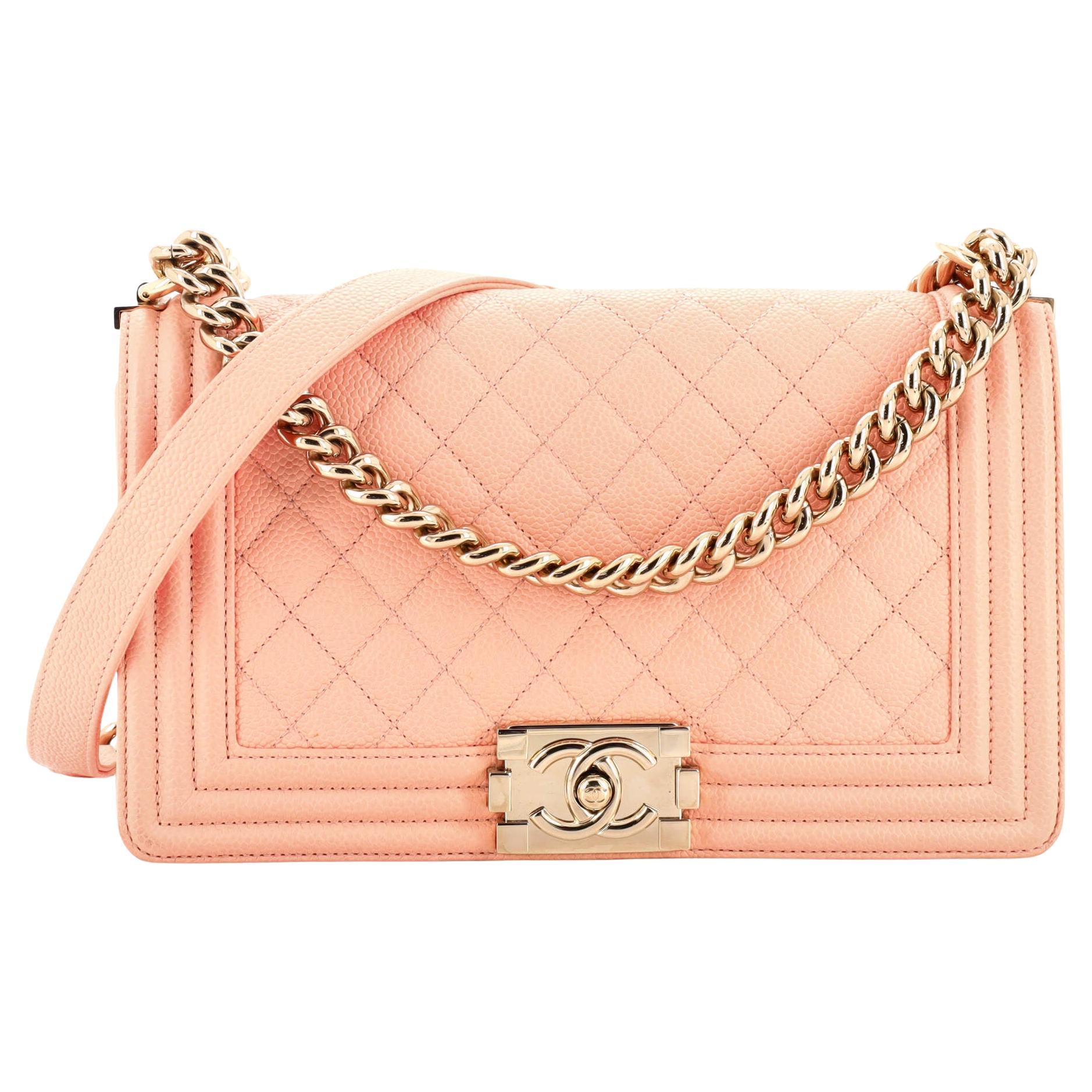 Chanel Boy Flap Bag Quilted Caviar New Medium For Sale at 1stDibs