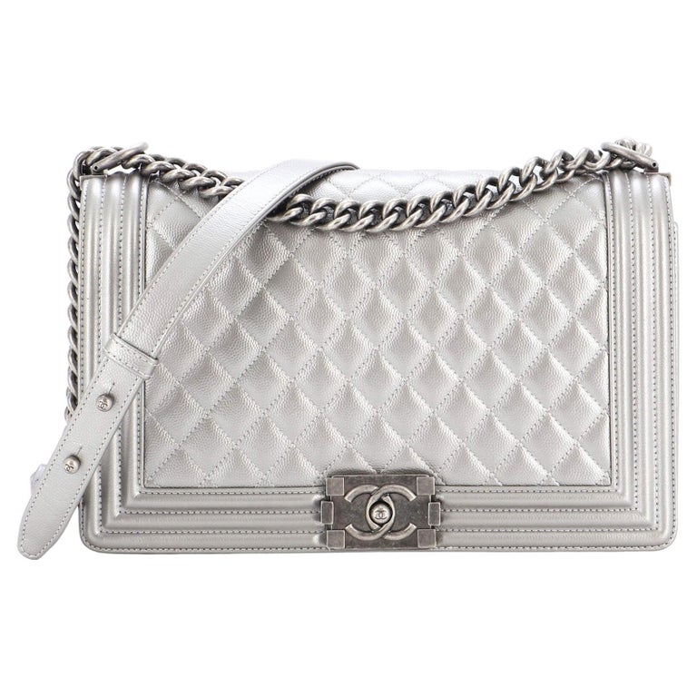 Chanel Grey Calfskin Whipstitch New Medium Boy Bag, myGemma