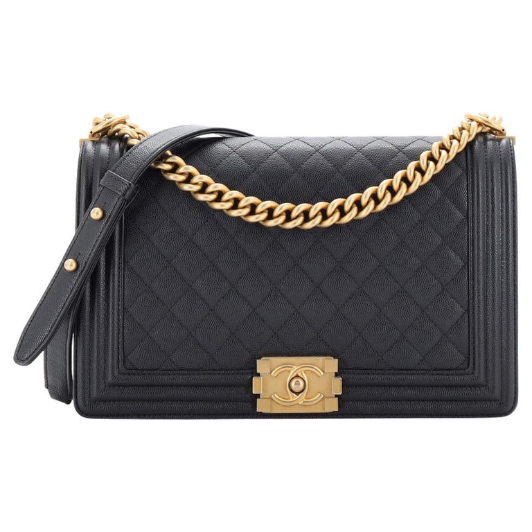 Chanel Boy Flap Bag Quilted Caviar New Medium at 1stDibs