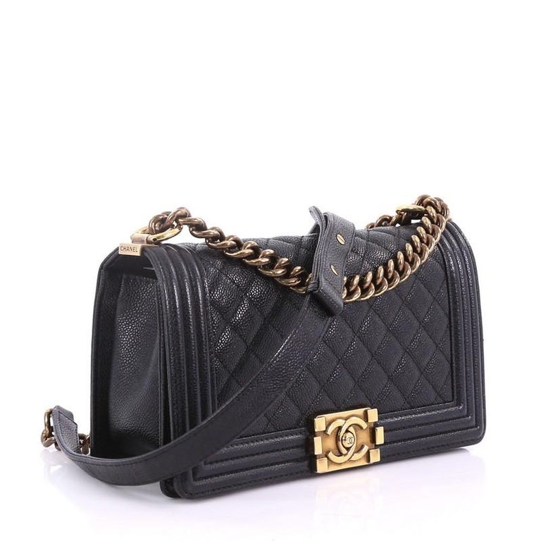 Chanel Boy Flap Bag Quilted Caviar Old Medium at 1stDibs