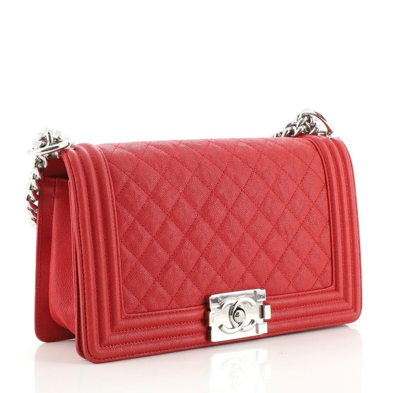 Chanel Boy Flap Bag Quilted Caviar Old Medium For Sale at 1stDibs